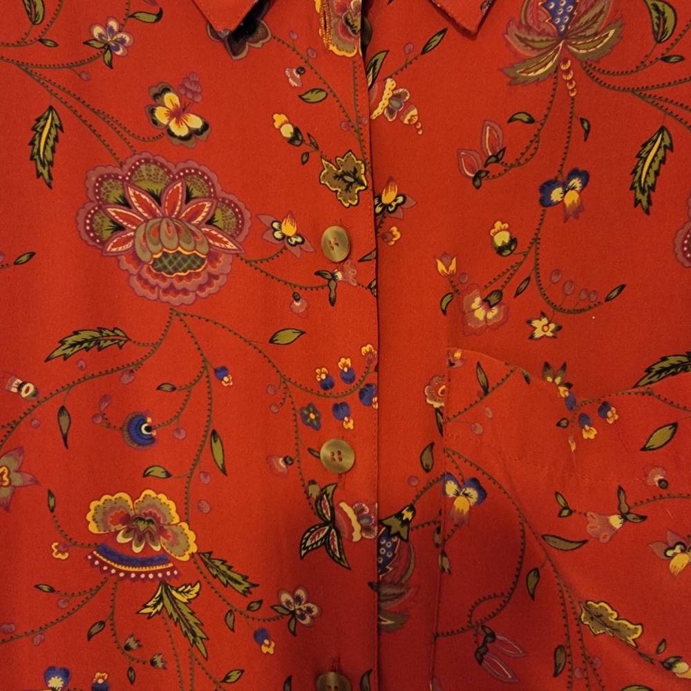 Liz Claiborne Red Floral Women's Shirt Size 14 EUC - Picture 2 of 5